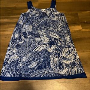 Secret Treasures Blue and White Paisley Tank Top